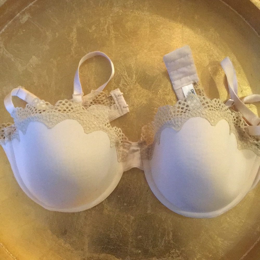 DKNY Pale pink cotton and lace bra
